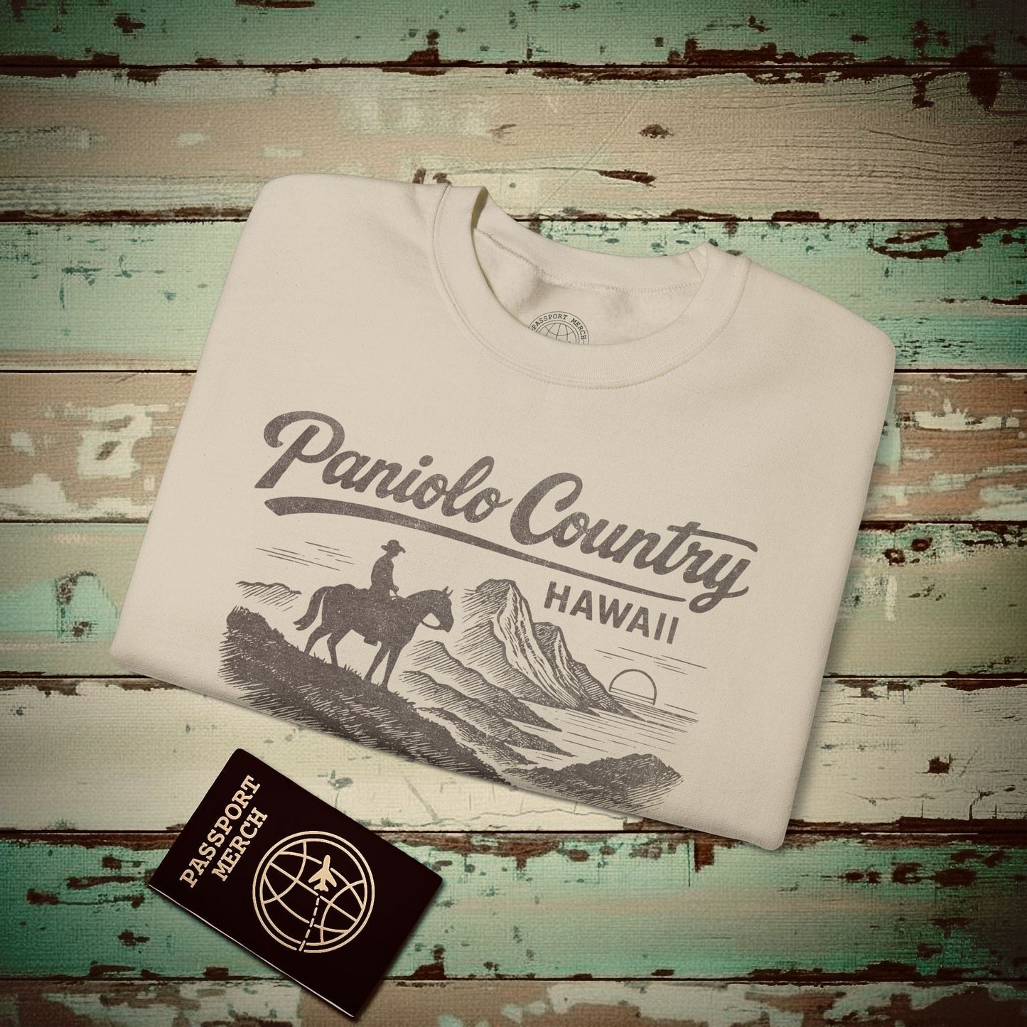 Paniolo Country Vintage Monochrome, Hawaii Crewneck Sand / S