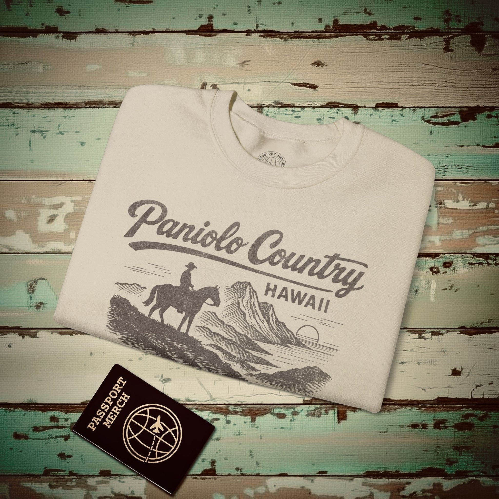Paniolo Country Vintage Monochrome, Hawaii Crewneck Sand / S