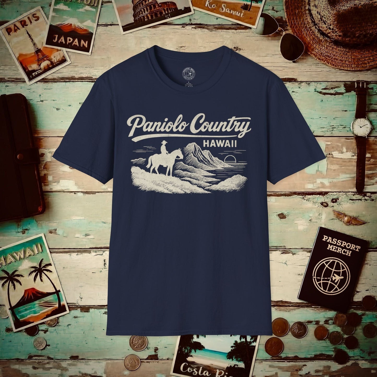 Paniolo Country Vintage Monochrome, Hawaii T-Shirt Navy / S