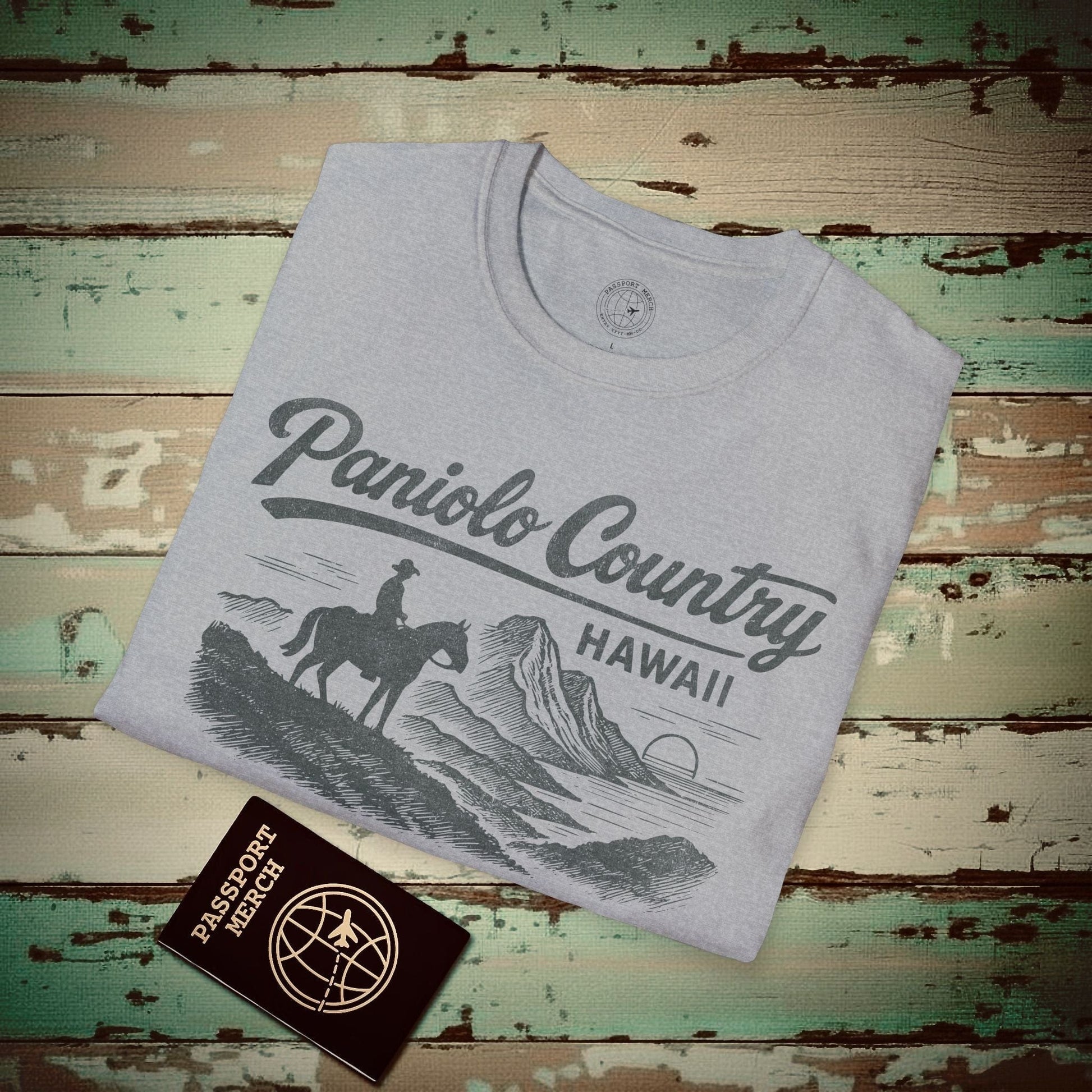 Paniolo Country Vintage Monochrome, Hawaii T-Shirt Sport Grey / S