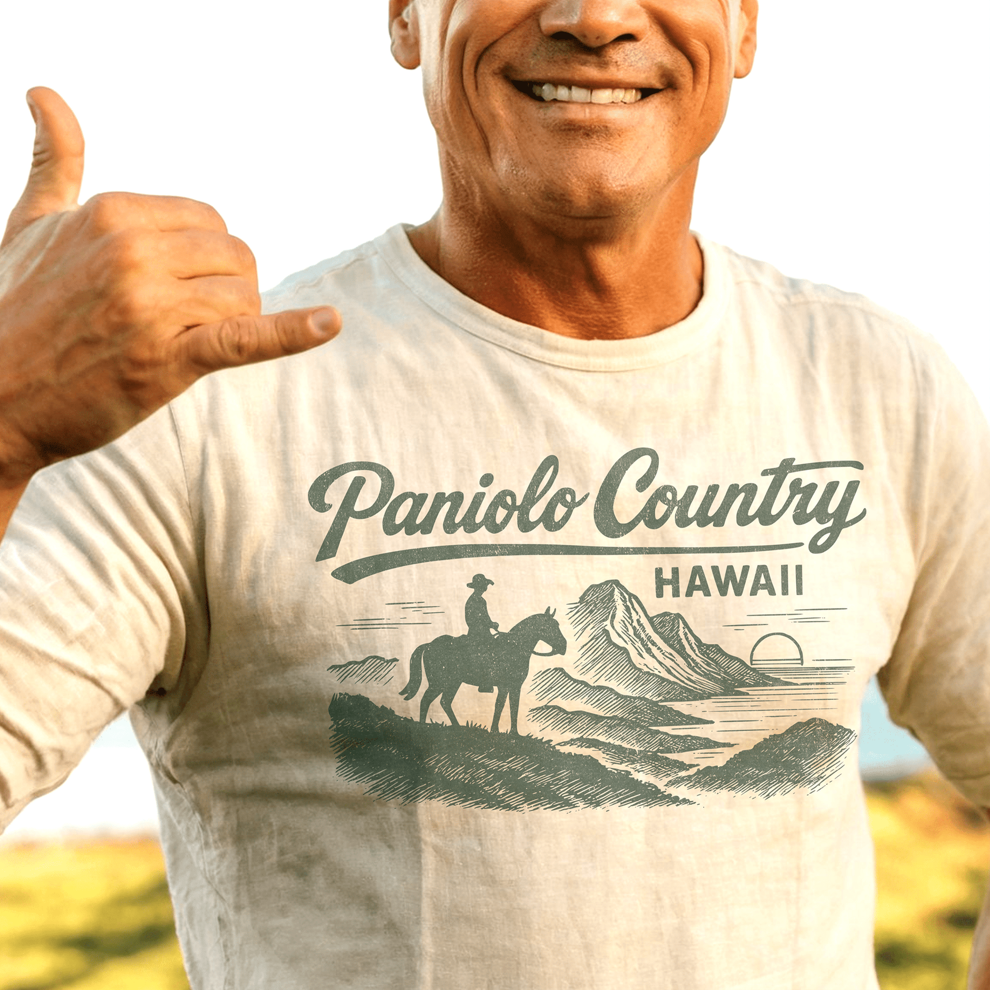 Paniolo Country Vintage Monochrome, Hawaii T-Shirt White / S