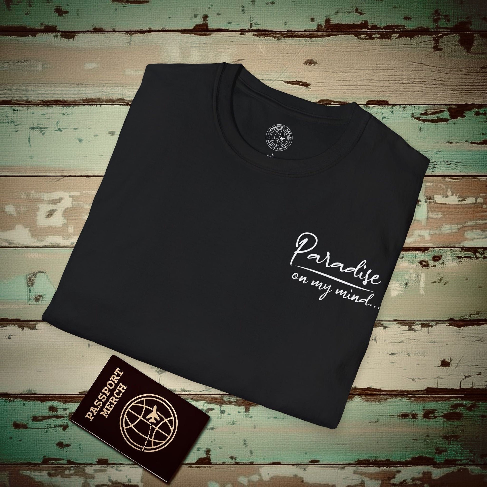Paradise on My Mind, Hawaii, Back Print T-Shirt Black / S