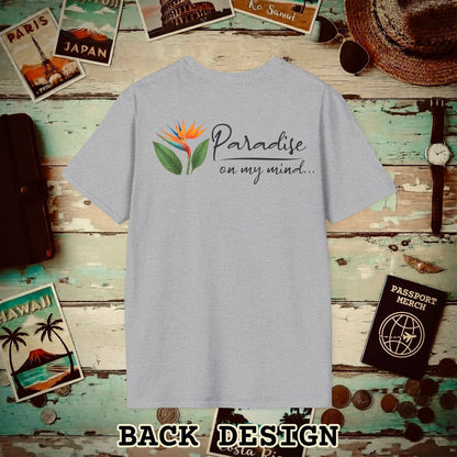 Paradise on My Mind, Hawaii, Back Print T-Shirt Sport Grey / S