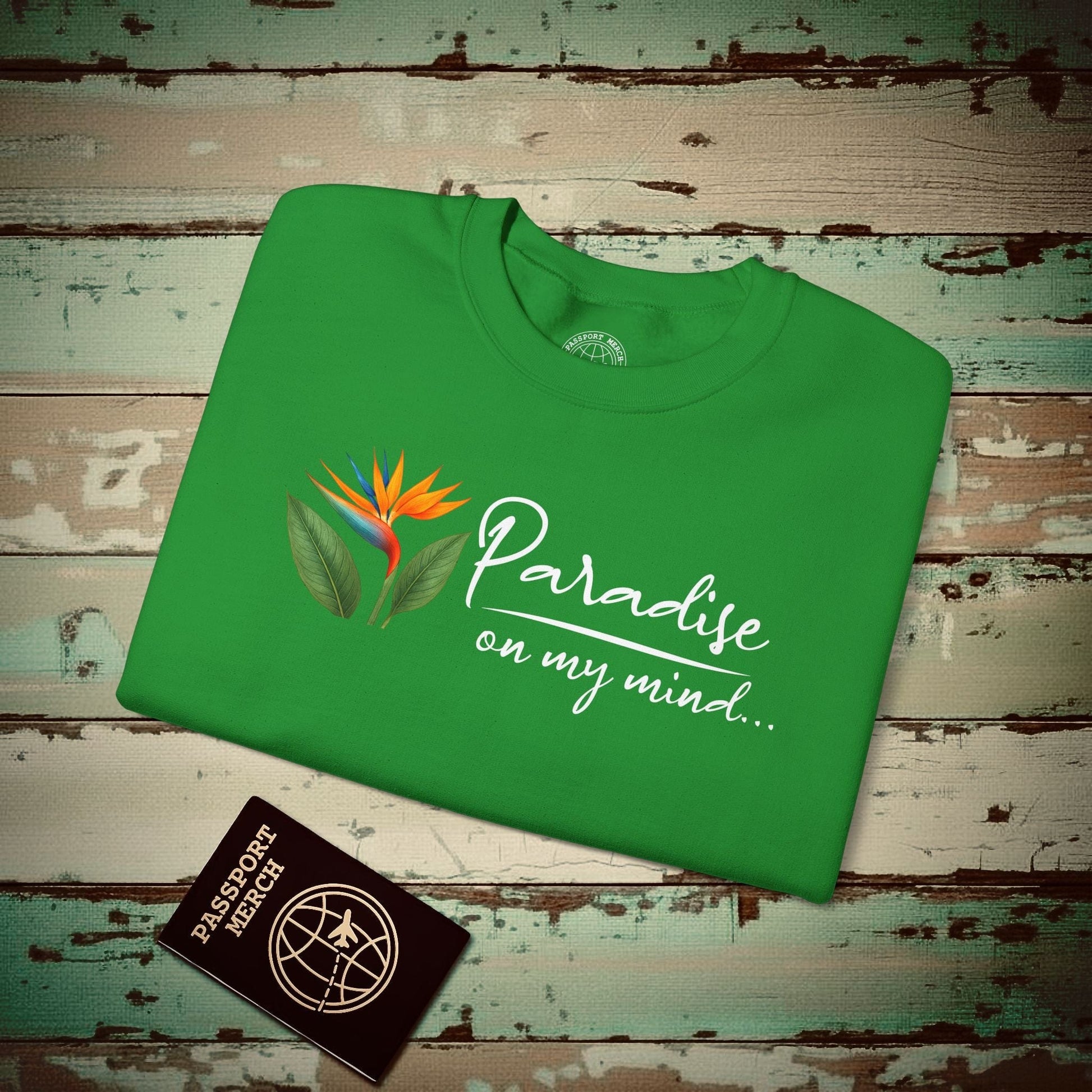 Paradise on My Mind, Hawaii Crewneck Irish Green / S
