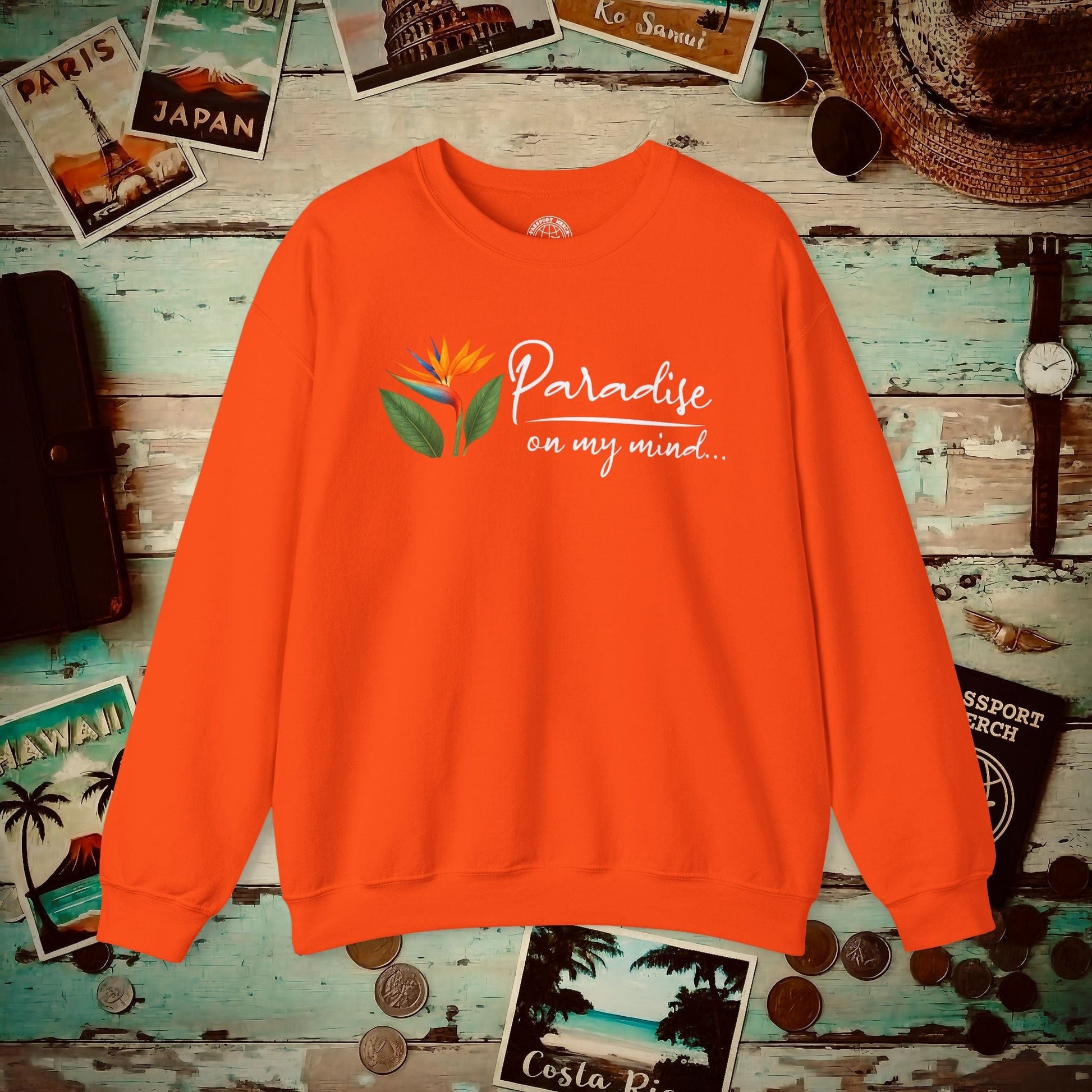Paradise on My Mind, Hawaii Crewneck Orange / S