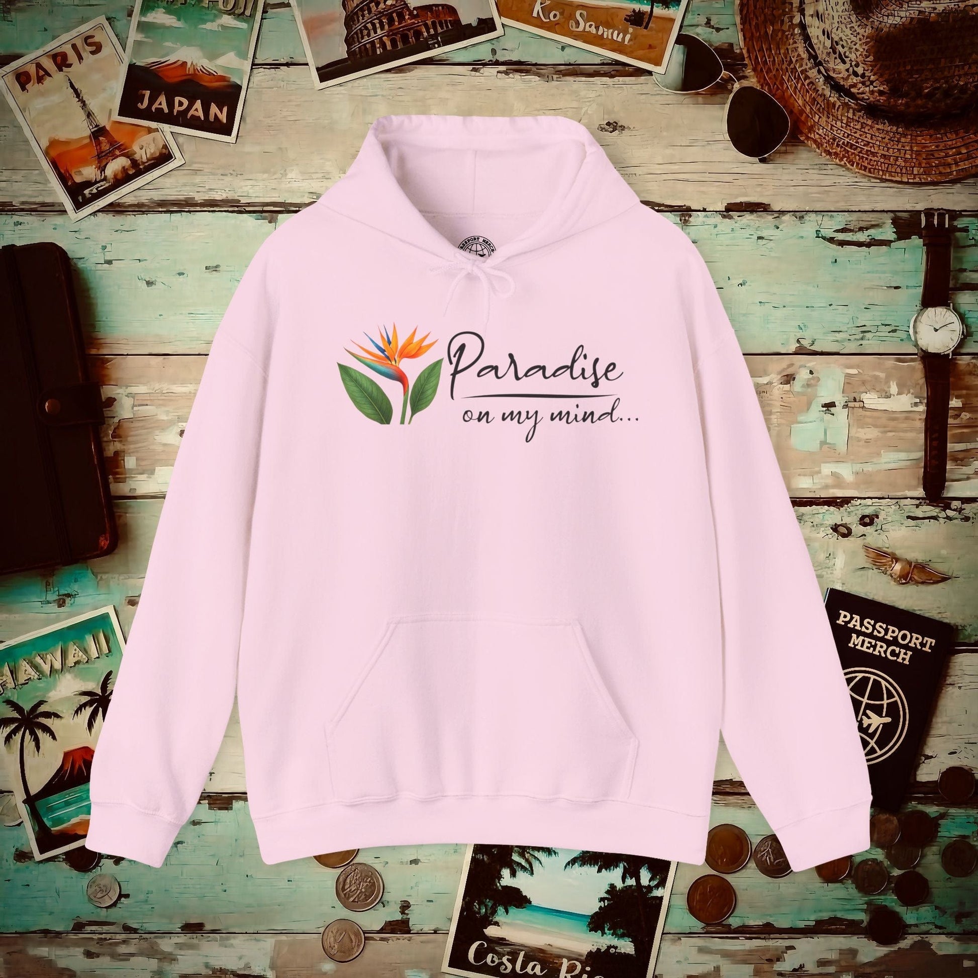 Paradise on My Mind, Hawaii Hoodie Light Pink / S