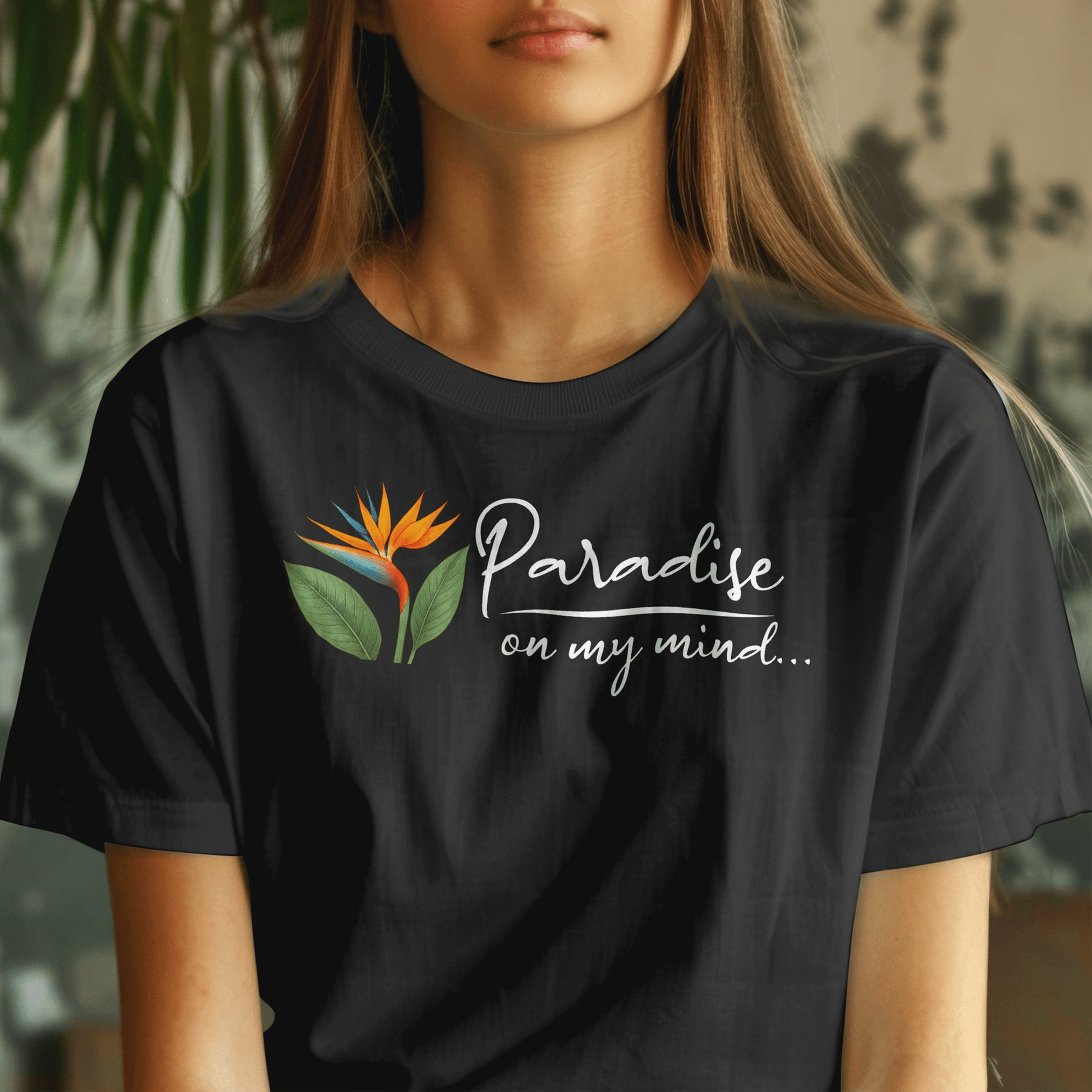 Paradise on My Mind, Hawaii T-Shirt Black / S
