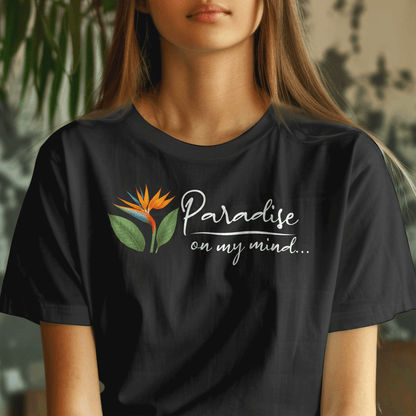 Paradise on My Mind, Hawaii T-Shirt Black / S