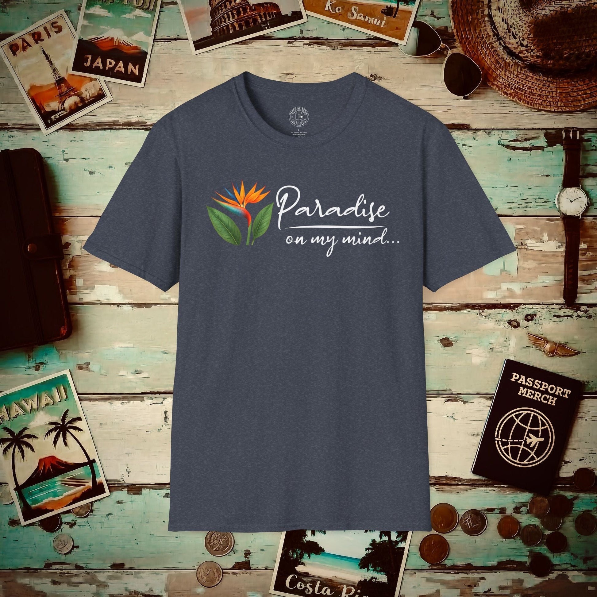Paradise on My Mind, Hawaii T-Shirt Heather Navy / S