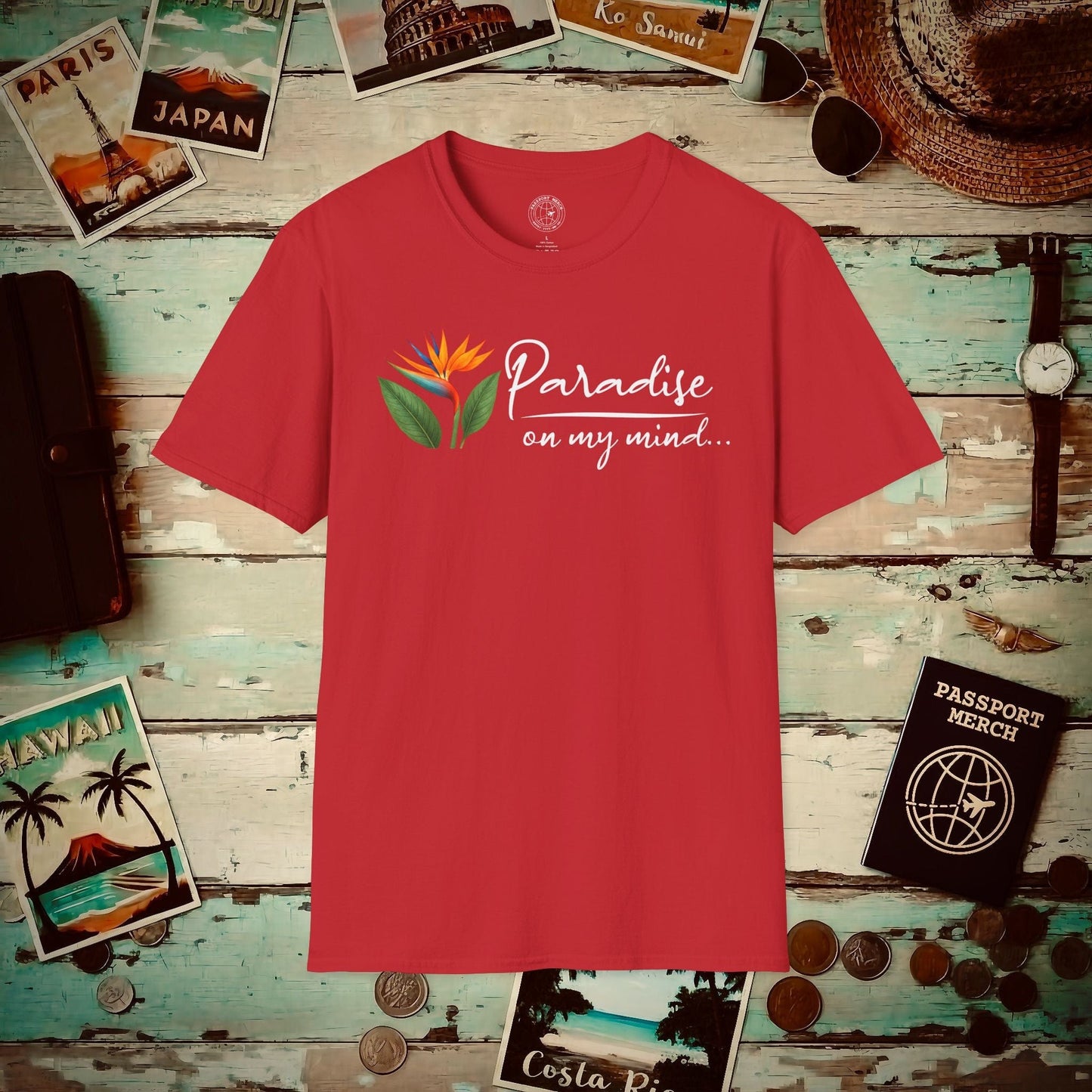 Paradise on My Mind, Hawaii T-Shirt Red / S