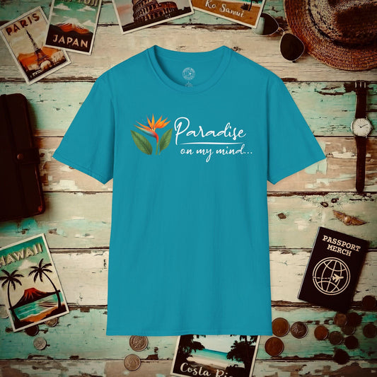 Paradise on My Mind, Hawaii T-Shirt Tropical Blue / S