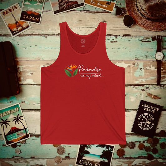 Paradise on My Mind, Hawaii Tank Top Red / XS
