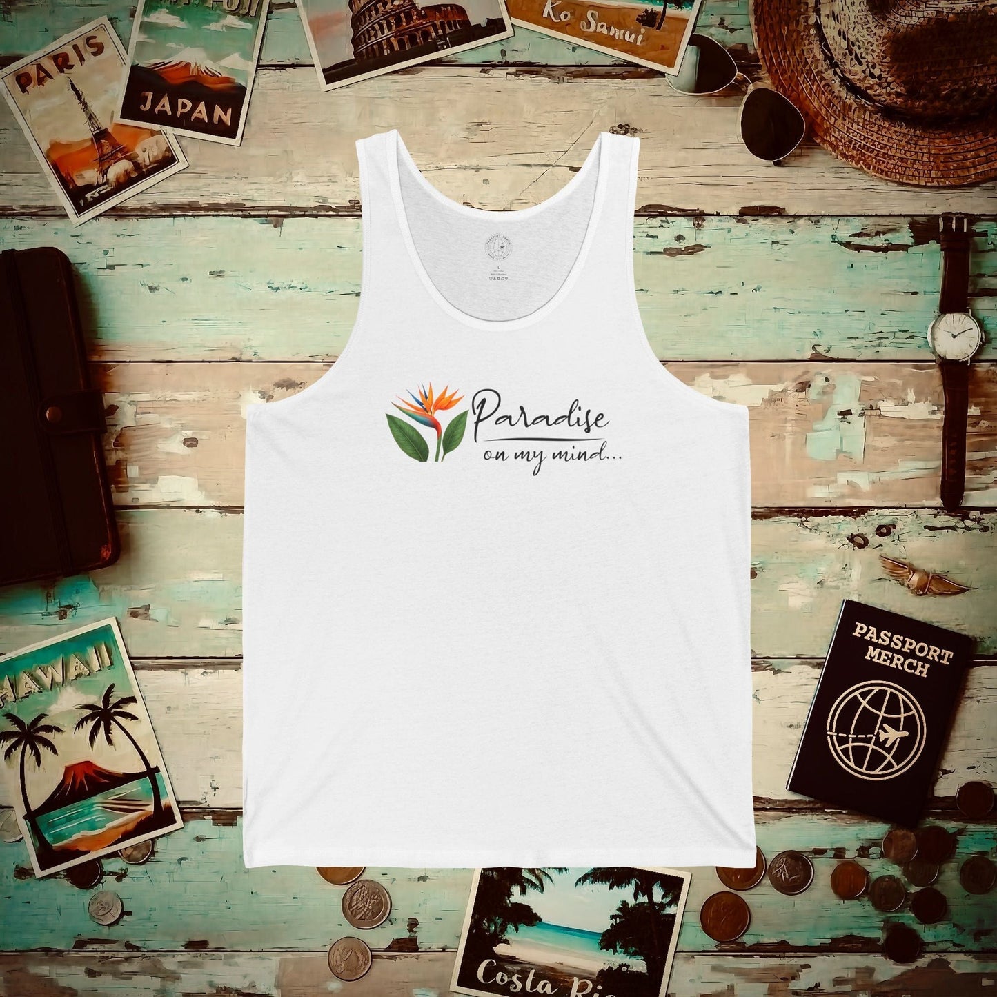Paradise on My Mind, Hawaii Tank Top White / XS