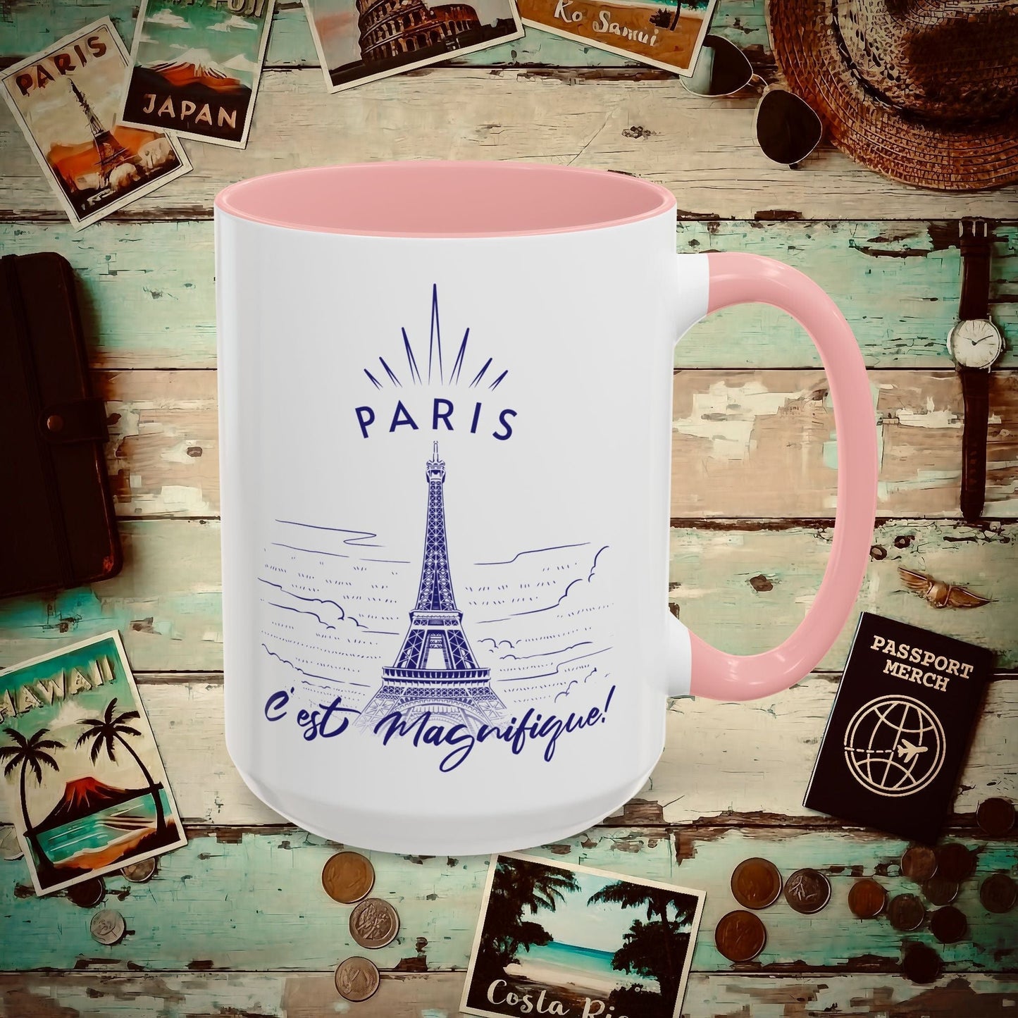 Paris C'est Magnifique France 15oz Mug Pink / 15oz