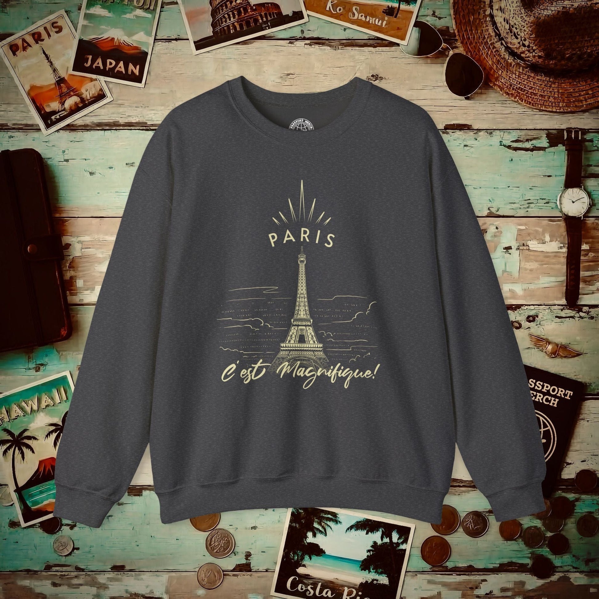 Paris C'est Magnifique France Crewneck Dark Heather / S