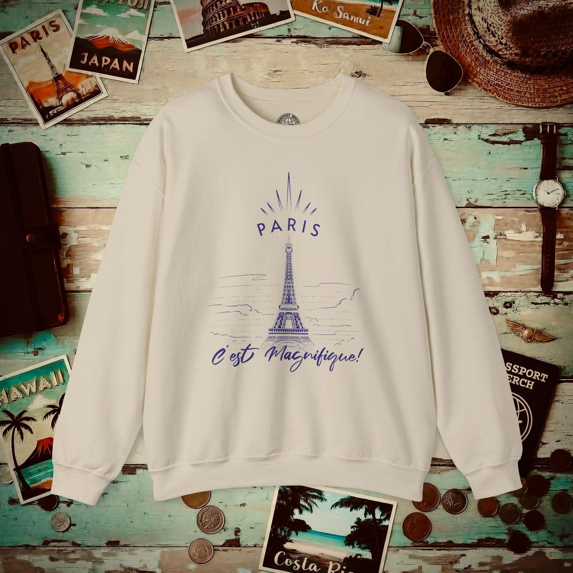 Paris C'est Magnifique France Crewneck Sand / S