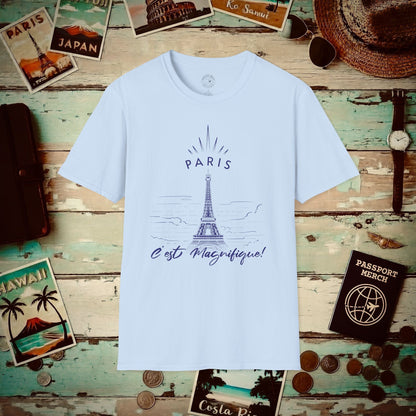 Paris C'est Magnifique France T-Shirt Light Blue / S