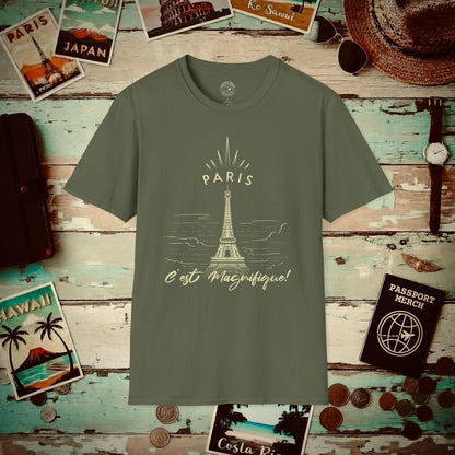 Paris C'est Magnifique France T-Shirt Military Green / S
