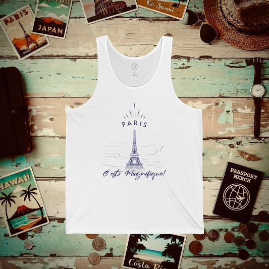 Paris C'est Magnifique France Tank Top White / XS