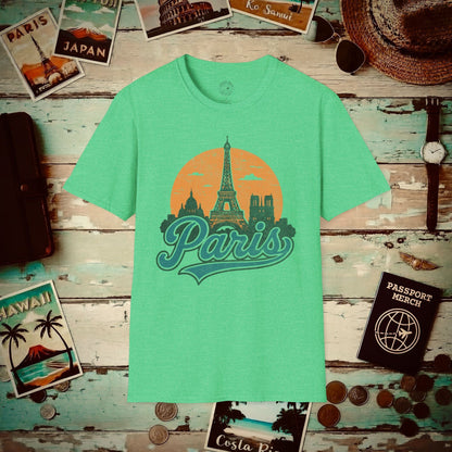 Paris, France - 80's Vintage T-Shirt Heather Irish Green / S