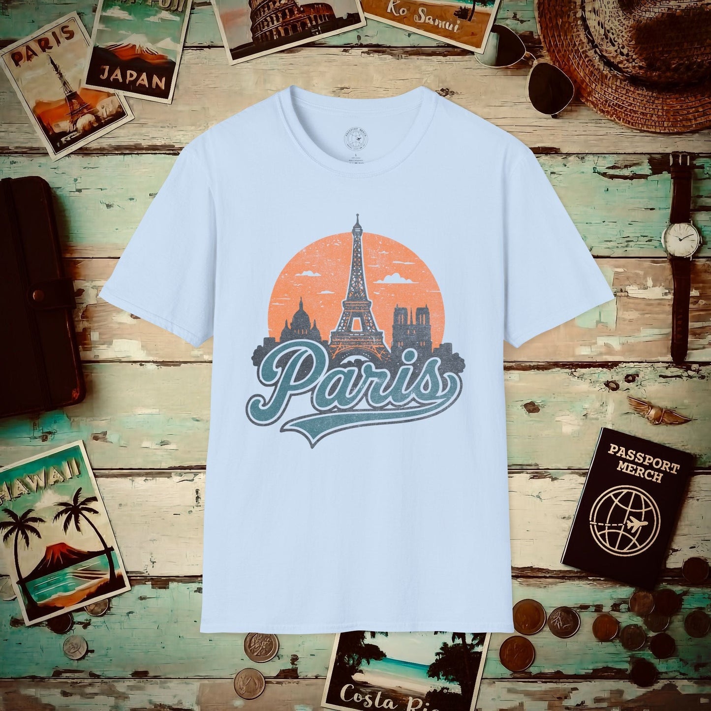 Paris, France - 80's Vintage T-Shirt Light Blue / S