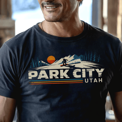 Park City Utah - Vibrant Ski Retro T-Shirt Black / S