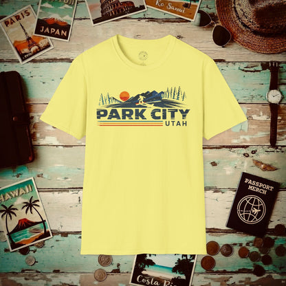 Park City Utah - Vibrant Ski Retro T-Shirt Cornsilk / S