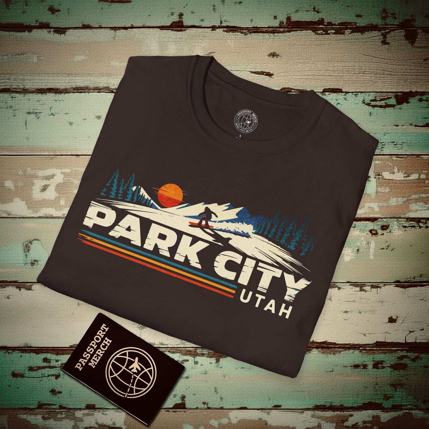 Park City Utah - Vibrant Ski Retro T-Shirt Dark Chocolate / S
