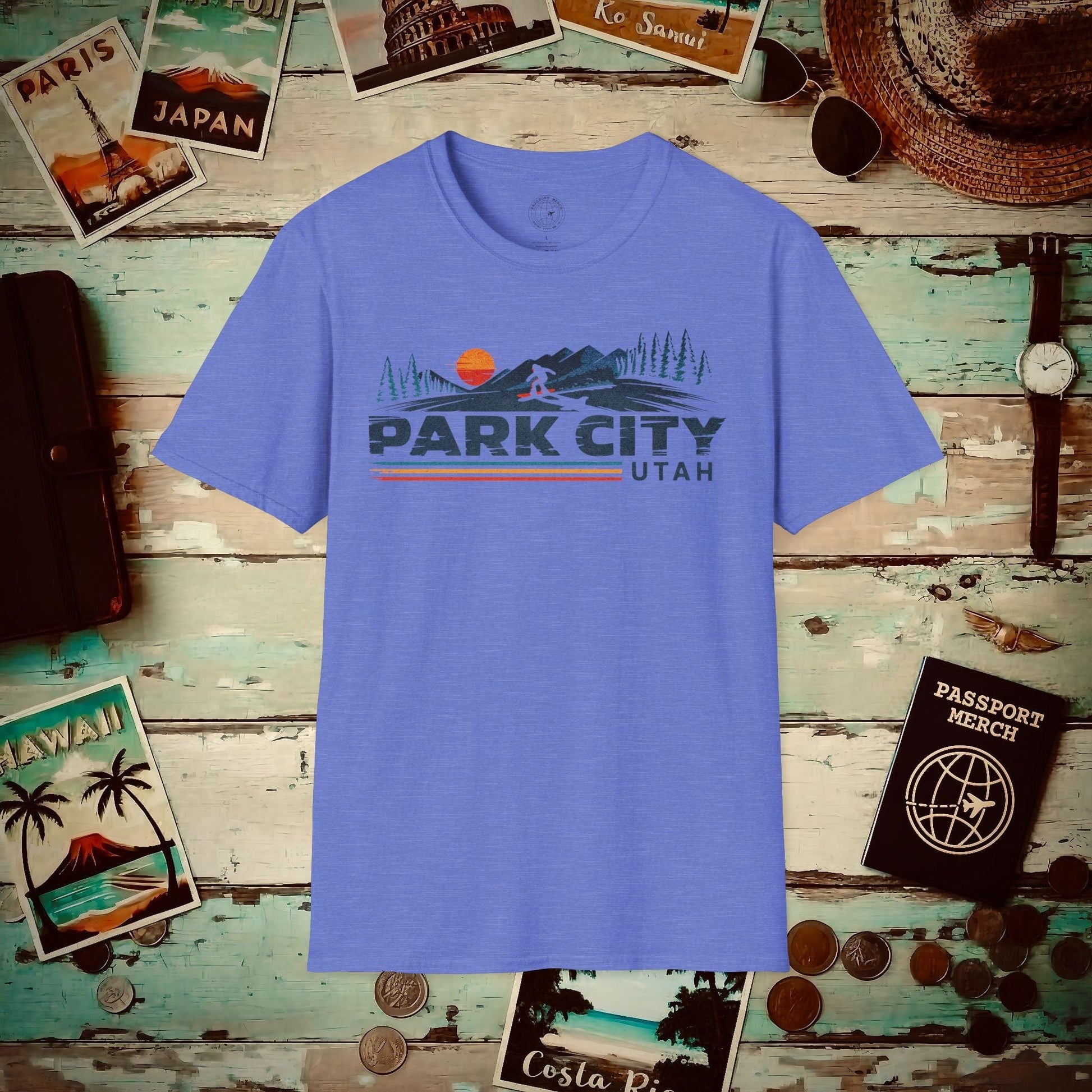 Park City Utah - Vibrant Ski Retro T-Shirt Heather Royal / S