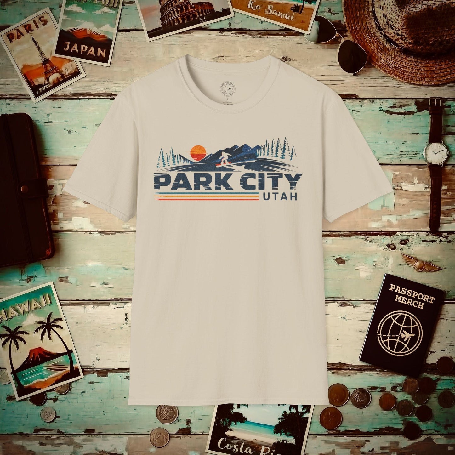 Park City Utah - Vibrant Ski Retro T-Shirt Sand / S