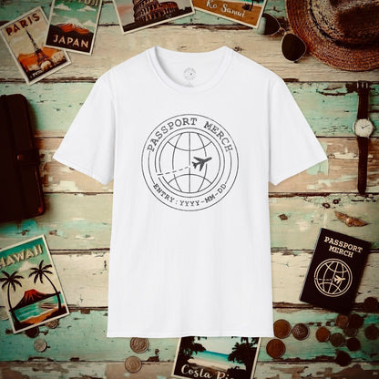 Passport Merch, Entry YYYY-MM-DD Brand Logo T-Shirt White / S
