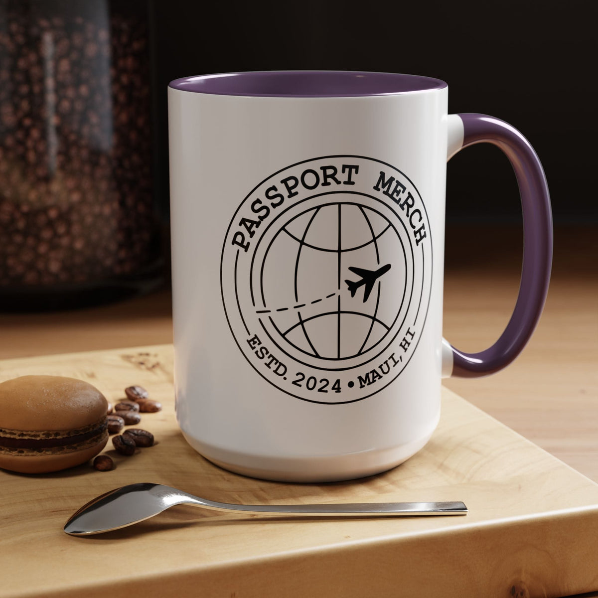 Passport Merch, Estd. 2024, Maui, HI 15oz Mug 15oz / Purple