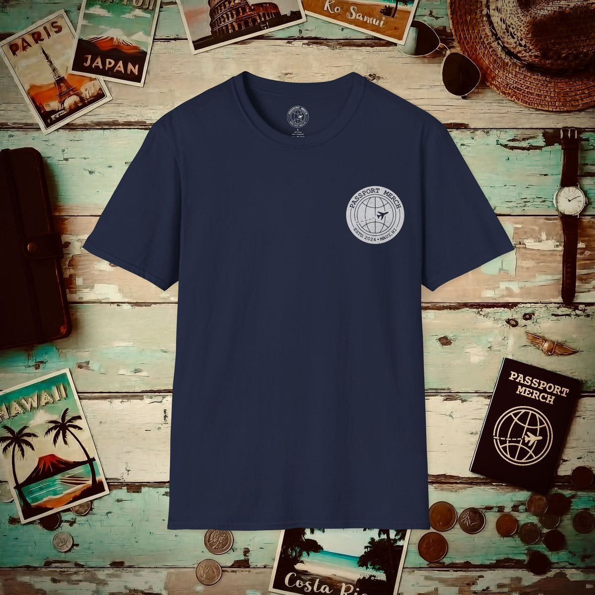 Passport Merch, Estd. 2024, Maui, HI Back Print T-Shirt