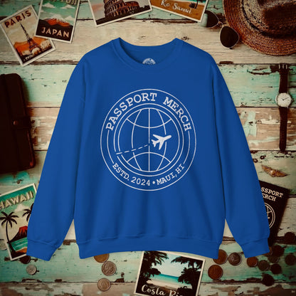 Passport Merch, Estd. 2024, Maui, HI Crewneck Royal / S