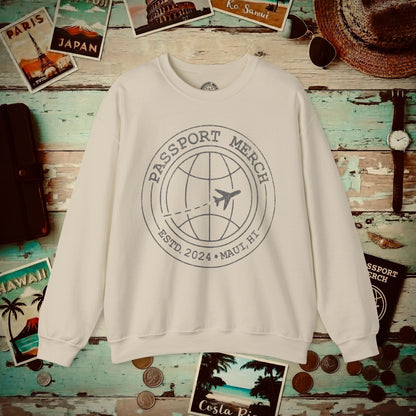Passport Merch, Estd. 2024, Maui, HI Crewneck Sand / S