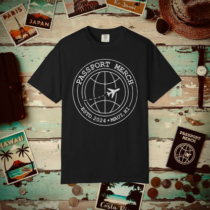 Passport Merch, Estd. 2024, Maui, HI Heavy Tee Black / S