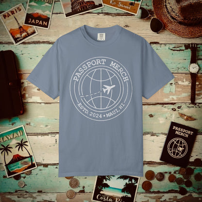 Passport Merch, Estd. 2024, Maui, HI Heavy Tee Blue Jean / S