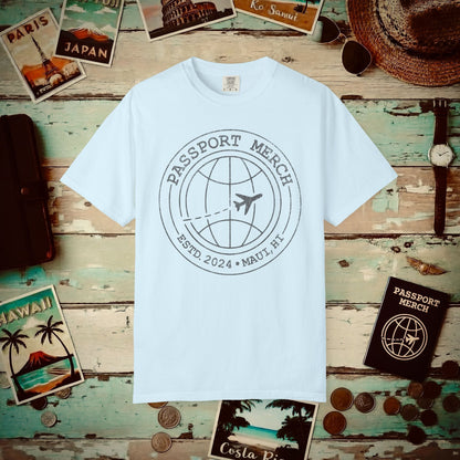 Passport Merch, Estd. 2024, Maui, HI Heavy Tee Chambray / S
