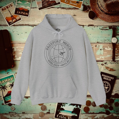 Passport Merch, Estd. 2024, Maui, HI Hoodie Sport Grey / S
