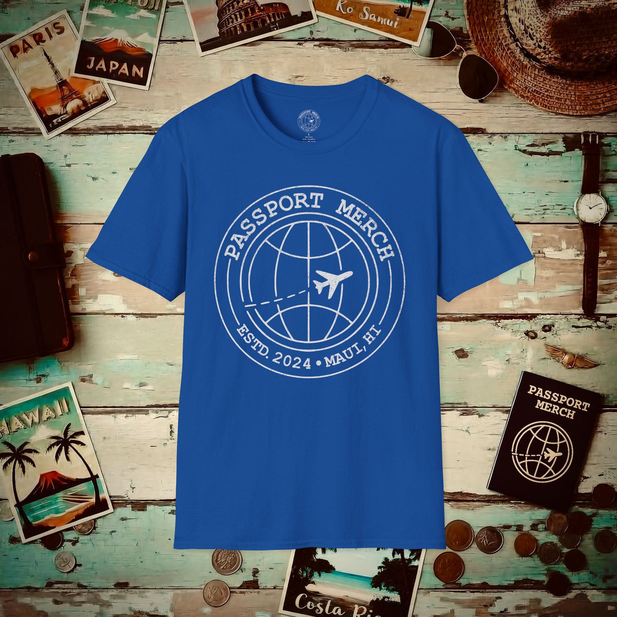 Passport Merch, Estd. 2024, Maui, HI T-Shirt Royal / S