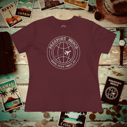 Passport Merch, Estd. 2024, Maui, HI Womens Fit T-Shirt Maroon / S