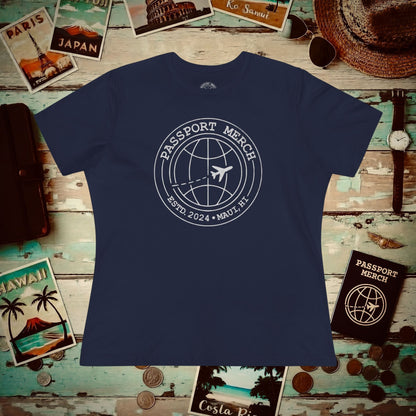 Passport Merch, Estd. 2024, Maui, HI Womens Fit T-Shirt Navy / S