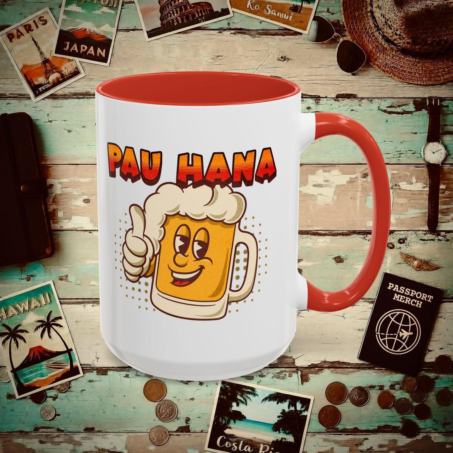 Pau Hana Beer, Hawaii 15oz Mug Red / 15oz