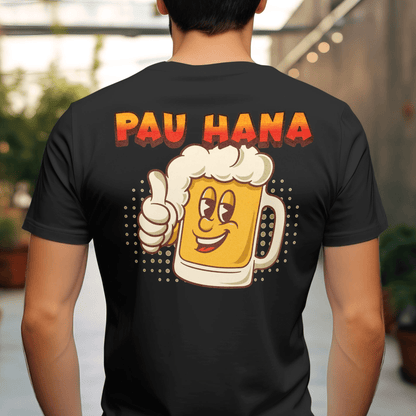 Pau Hana Beer, Hawaii, Back Print T-Shirt Black / S