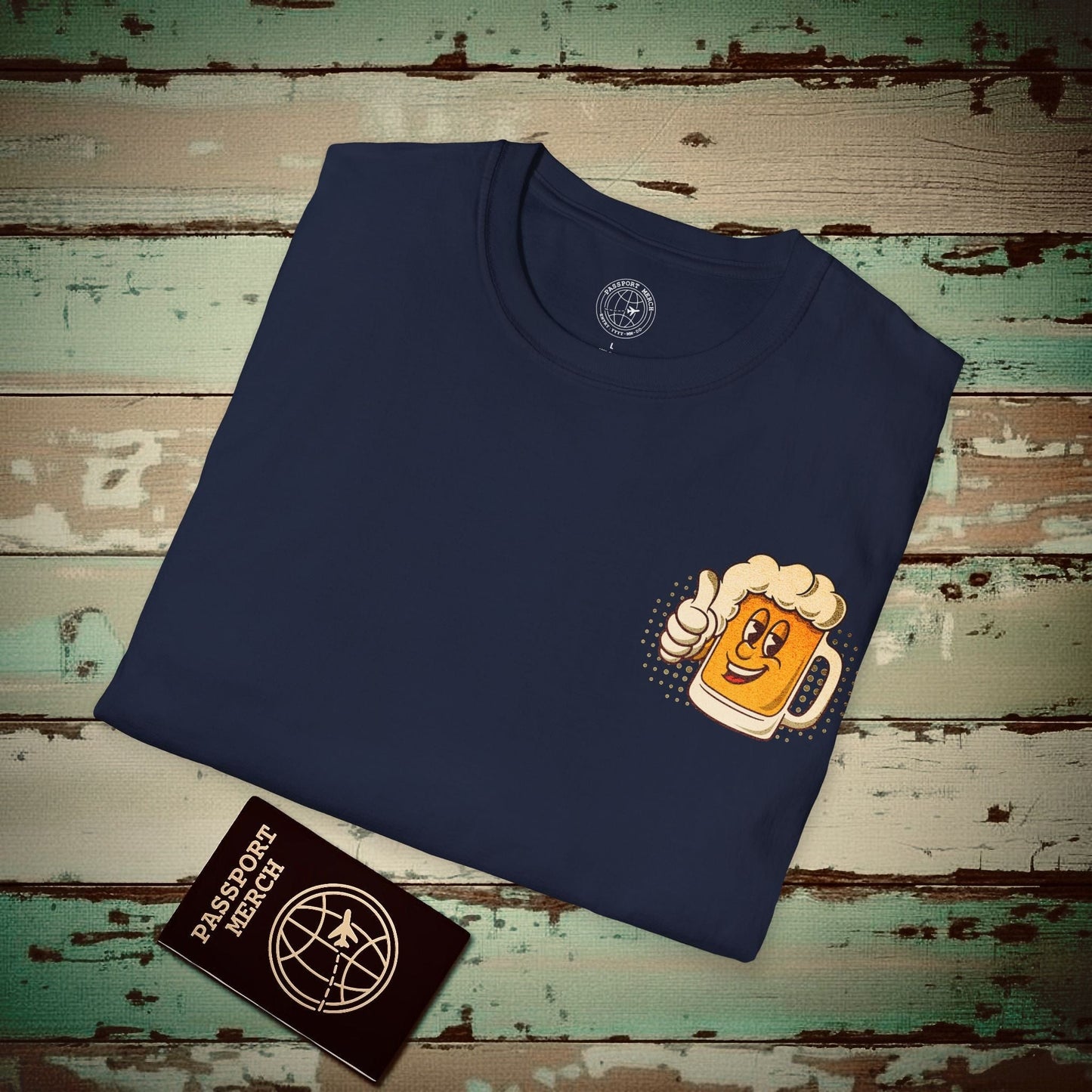 Pau Hana Beer, Hawaii, Back Print T-Shirt Navy / S