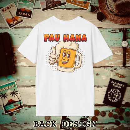 Pau Hana Beer, Hawaii, Back Print T-Shirt White / S