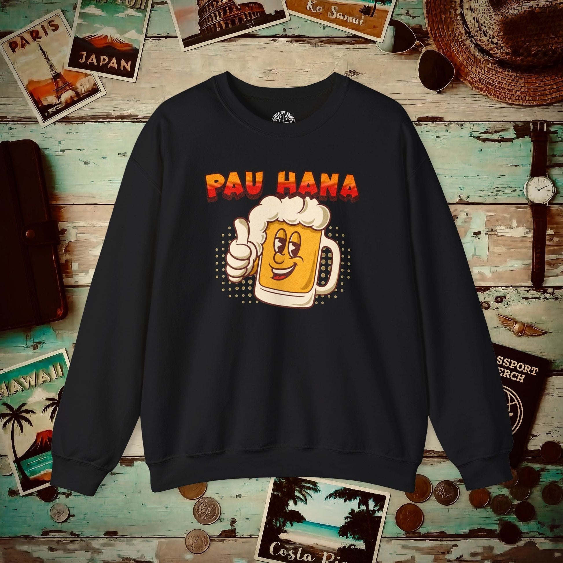 Pau Hana Beer, Hawaii Crewneck Black / S
