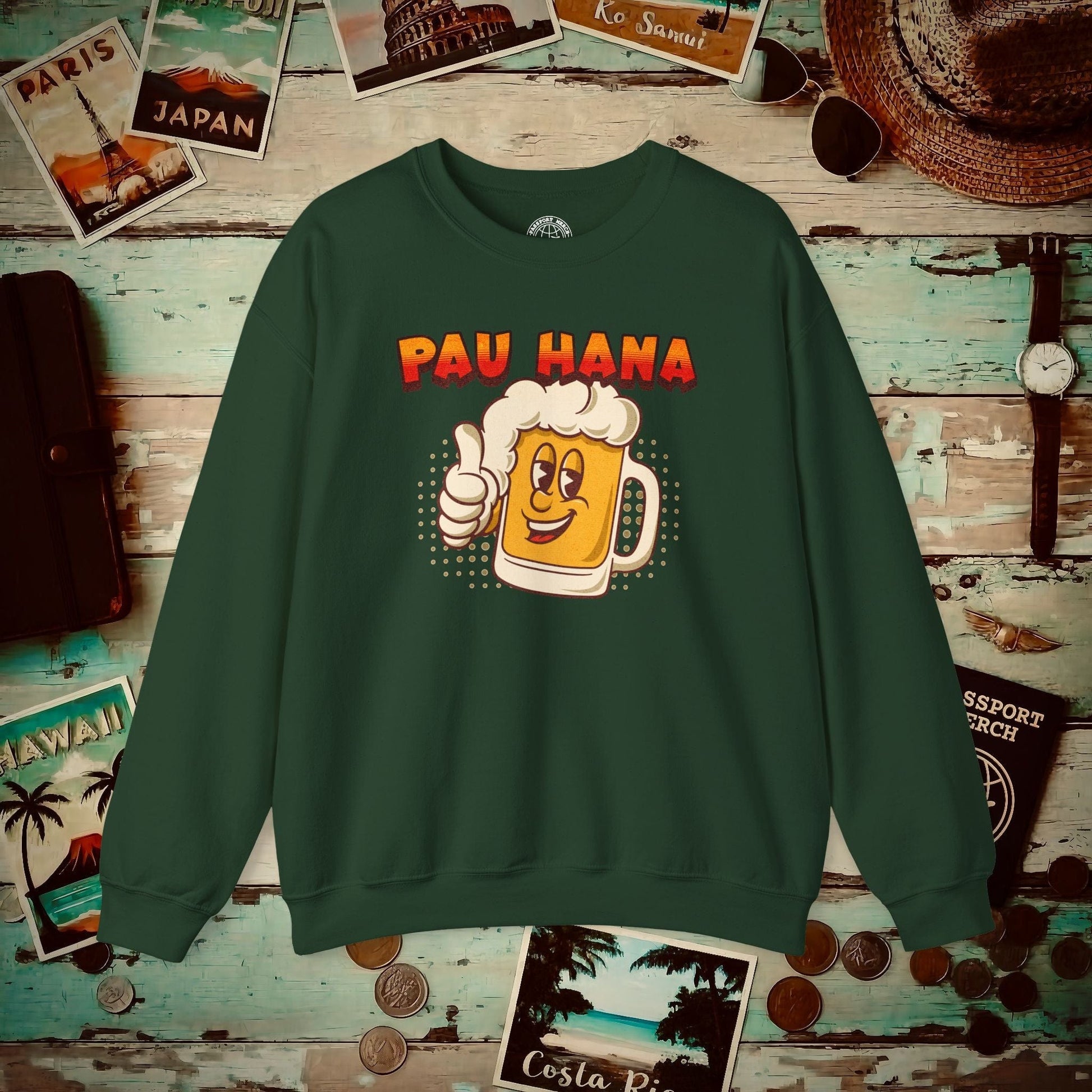 Pau Hana Beer, Hawaii Crewneck Forest Green / S