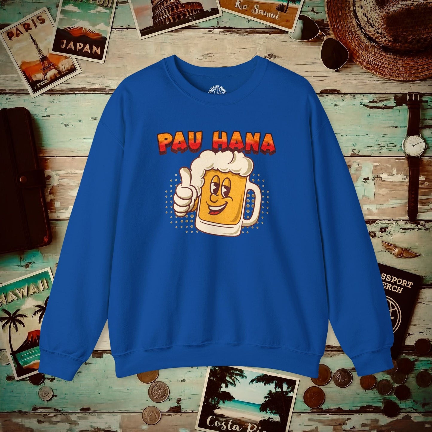 Pau Hana Beer, Hawaii Crewneck Royal / S