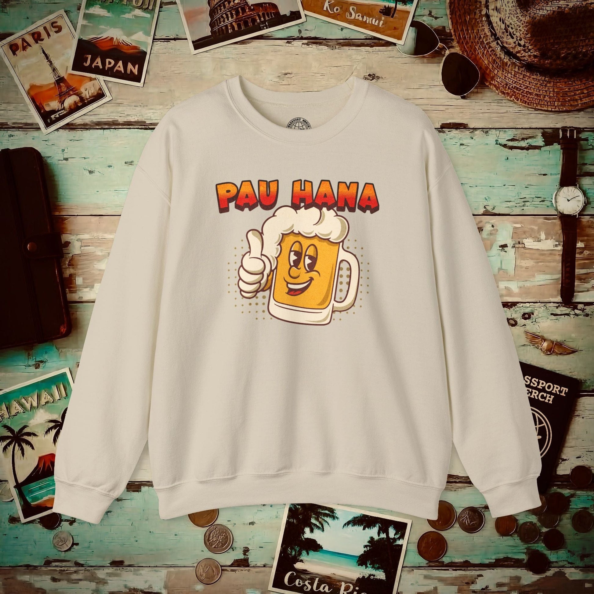 Pau Hana Beer, Hawaii Crewneck Sand / S